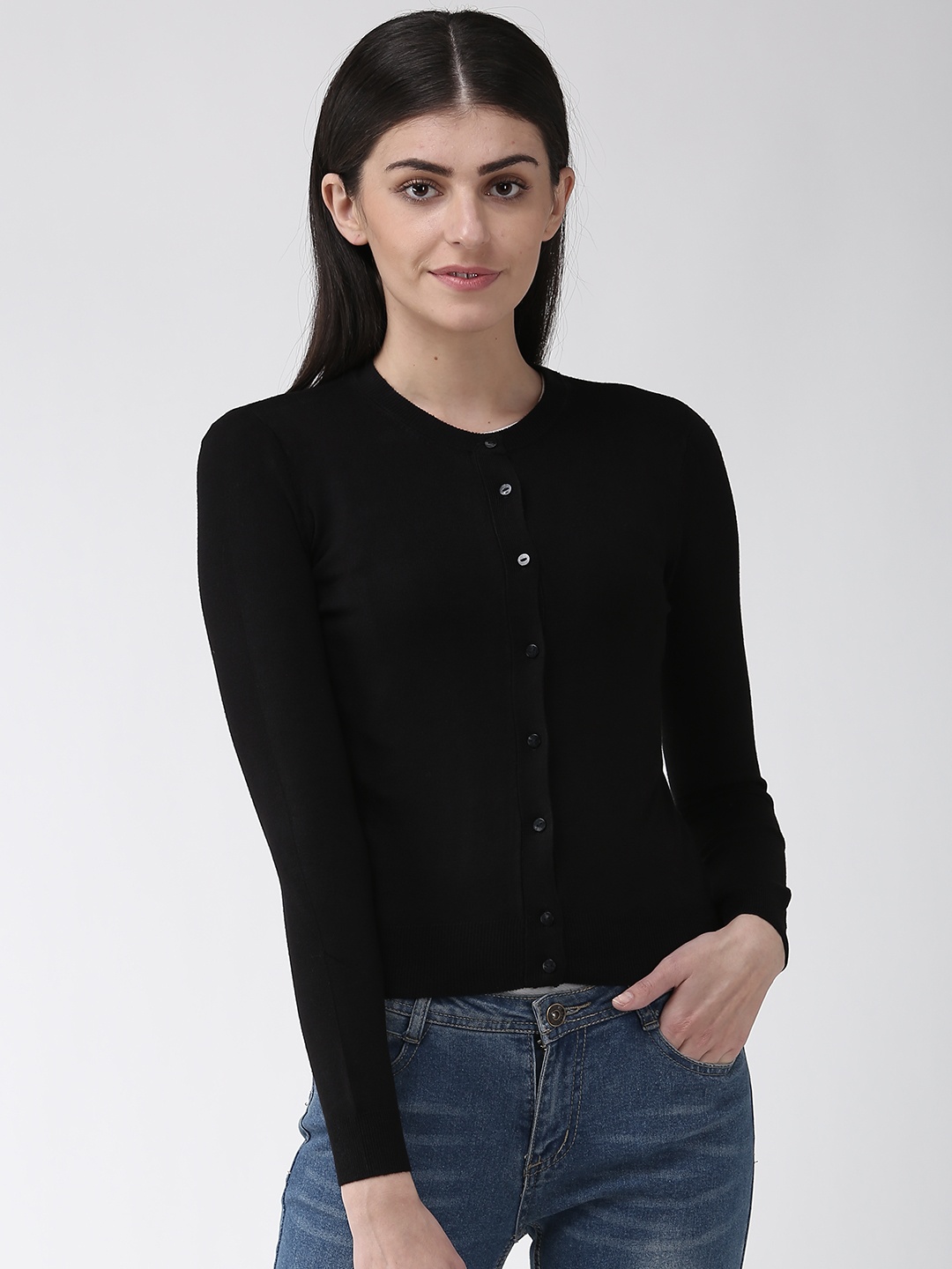 

Marks & Spencer Women Black Solid Cardigan Sweater