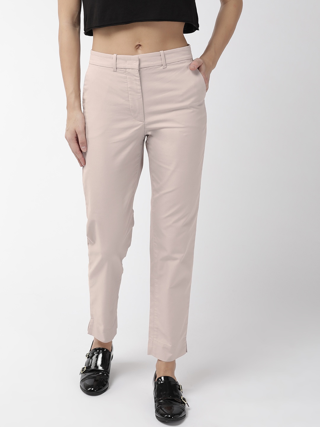 

Marks & Spencer Women Beige Regular Fit Solid Trousers