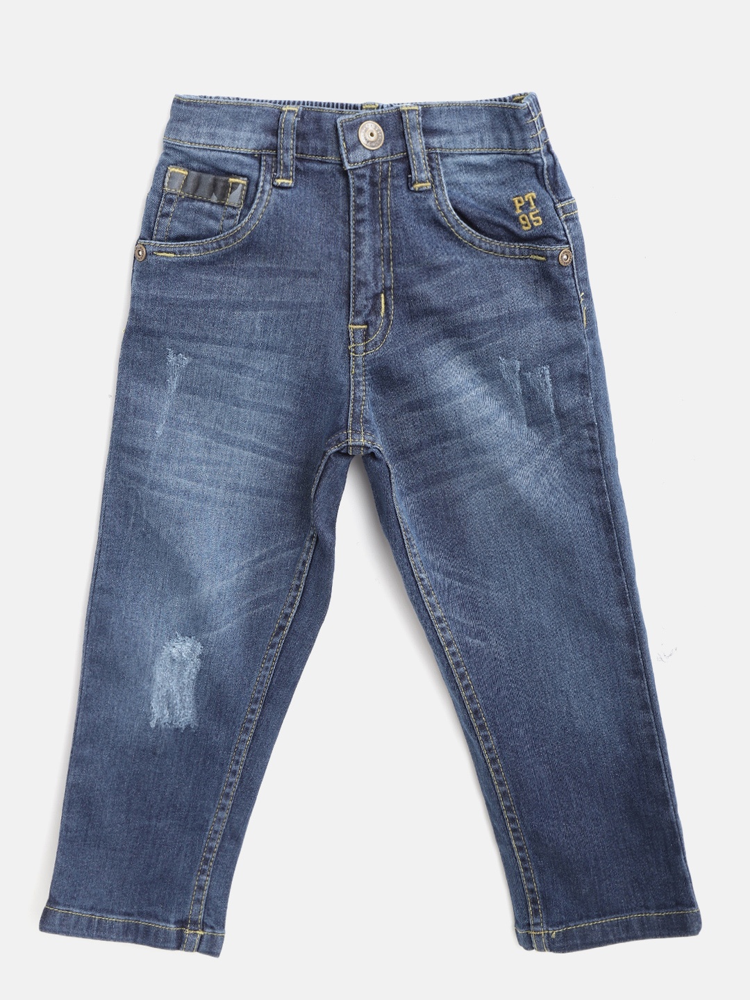 

Palm Tree Boys Blue Regular Fit Mid-Rise Mildly Distressed Stretchable Jeans