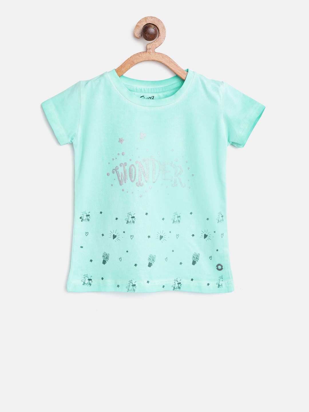 

Gini and Jony Girls Blue Printed Round Neck T-shirt