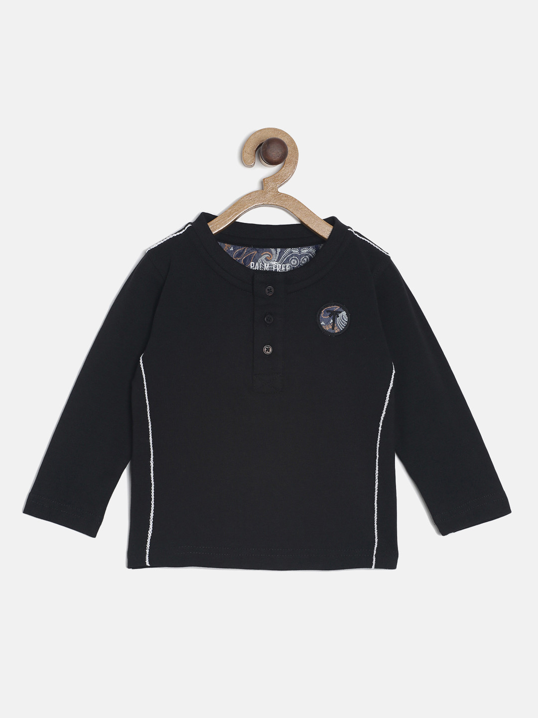 

Palm Tree Boys Black Solid Henley Neck T-shirt