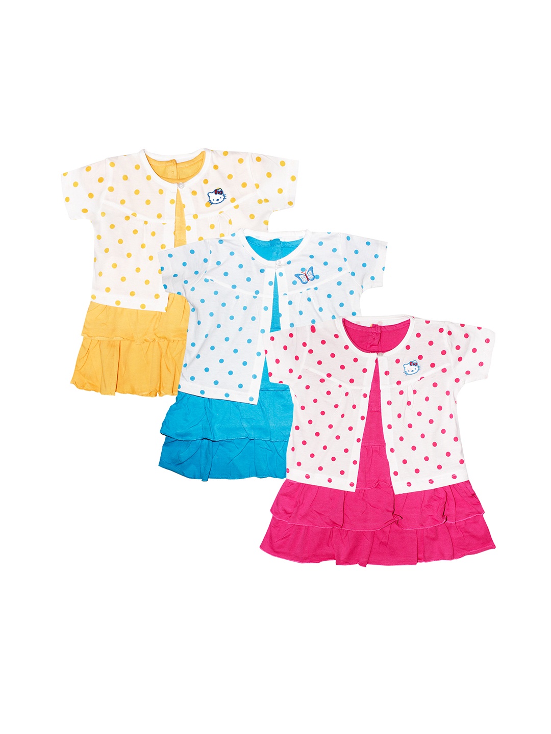 

Orange and Orchid Girls Pack Of 3 Fit and Flare Dresses With Jackets, Pink