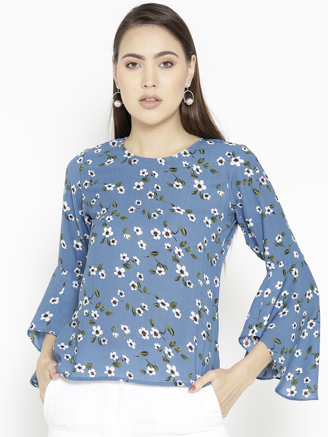 

Uptownie Lite Women Blue & White Printed Top