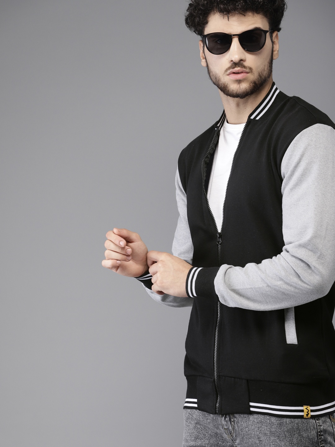 

Campus Sutra Men Black Solid Bomber Jacket