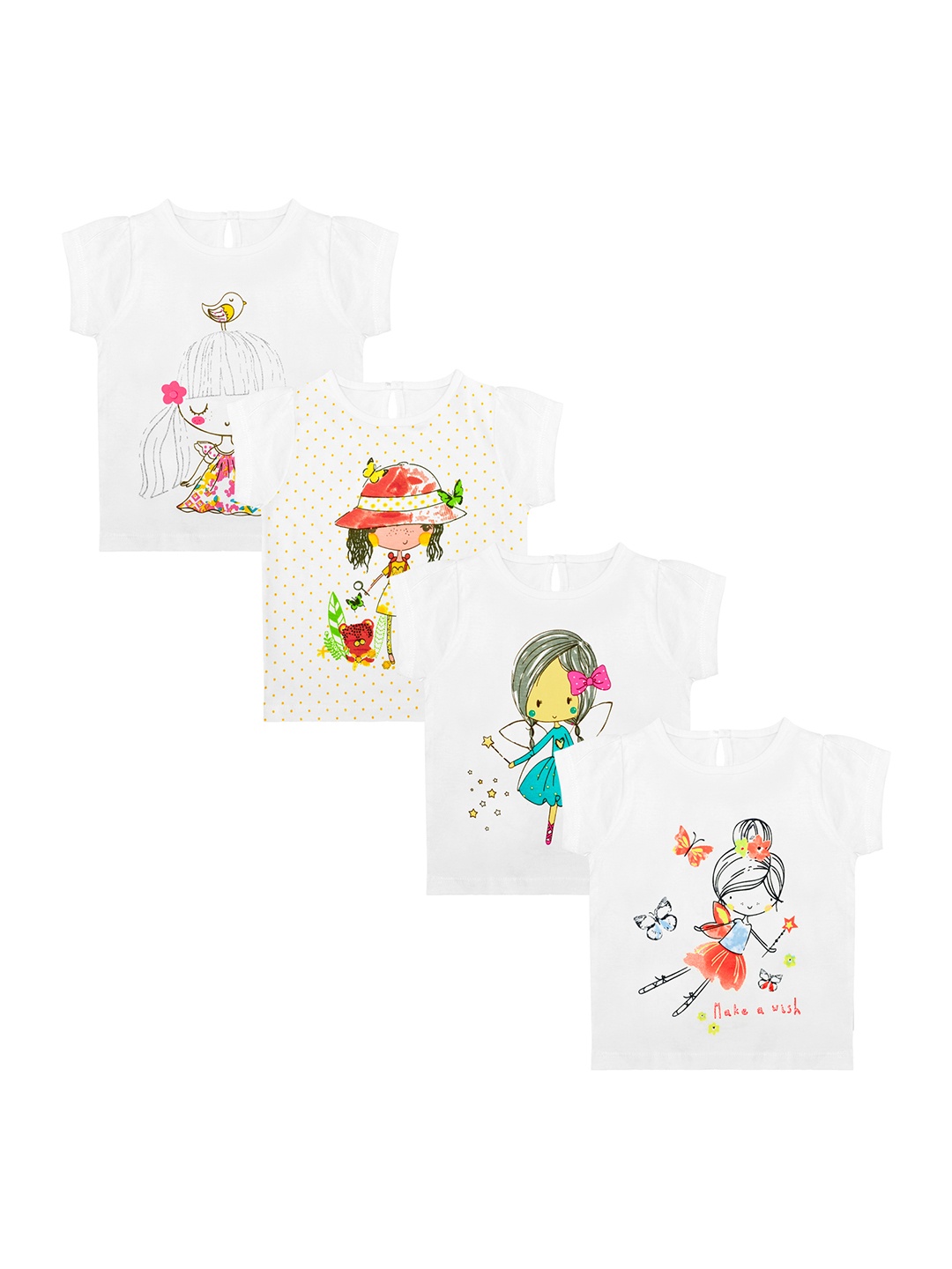 

Luke & Lilly Girls Pack of 4 Printed Regular-Fit T-shirts, White