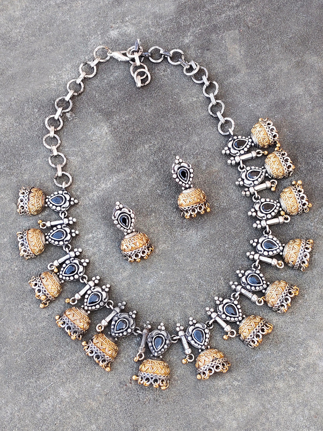 

Peora Oxidised Silver & Gold-Toned Jewellery Set