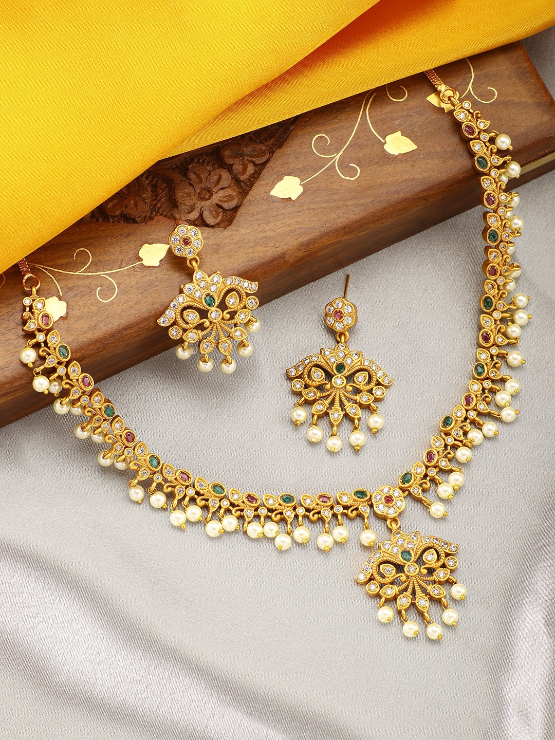 

Peora Women 18K Gold-Plated Cubic Zirconia Studded Jewellery Set