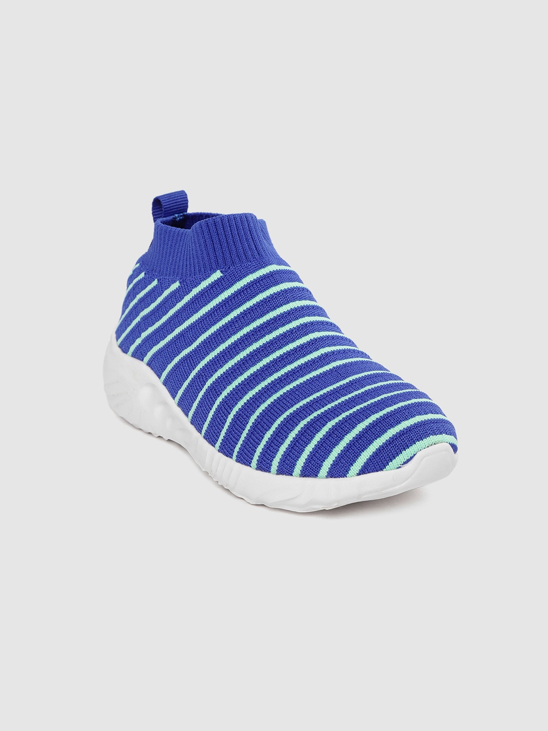 

United Colors of Benetton Kids Blue & Mint Green Striped Slip-On Sneakers