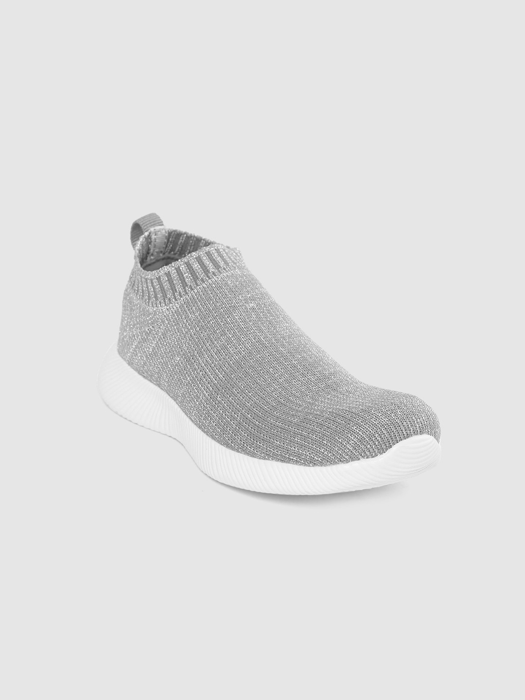 

United Colors of Benetton Girls Silver-Toned Shimmer Slip-On Sneakers