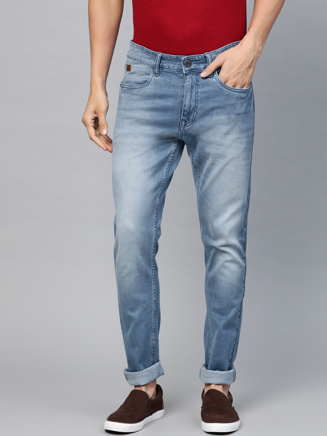

WROGN Men Blue Skinny Fit Mid-Rise Clean Look Stretchable Jeans