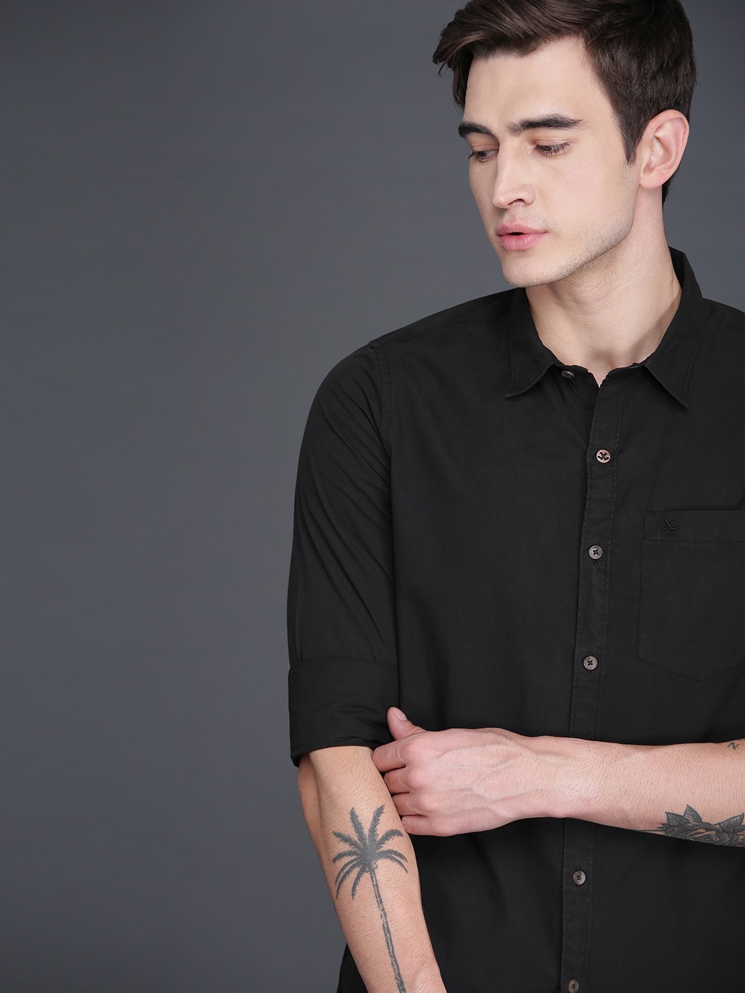 

WROGN Men Black Slim Fit Solid Casual Shirt