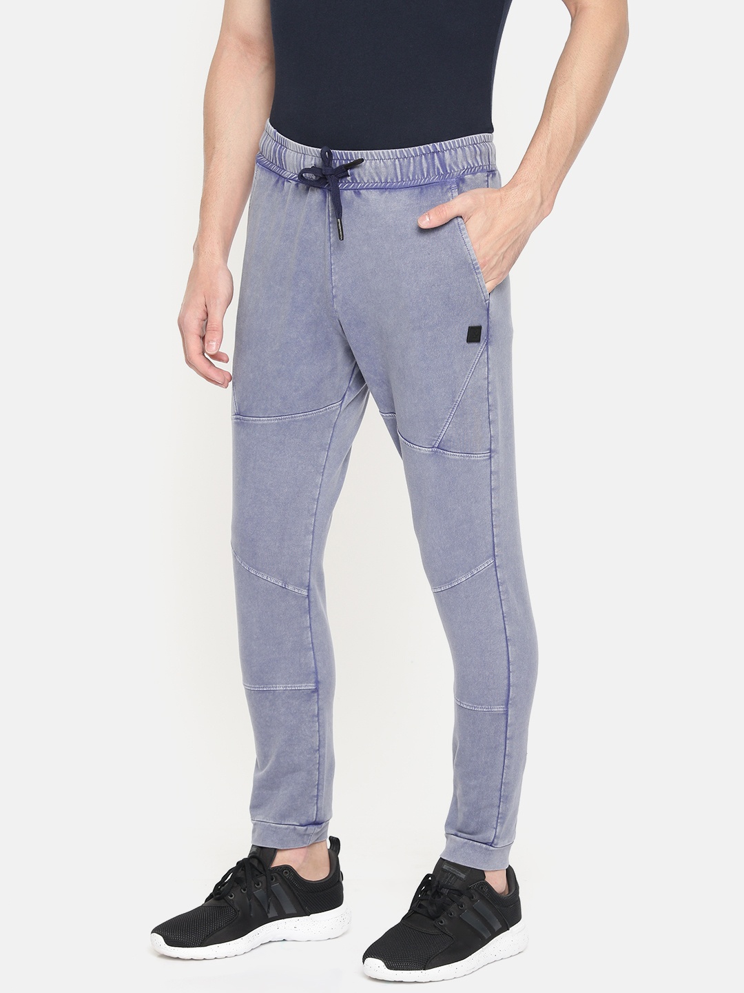 

WROGN Men Blue Slim Fit Faded Jogger Trousers