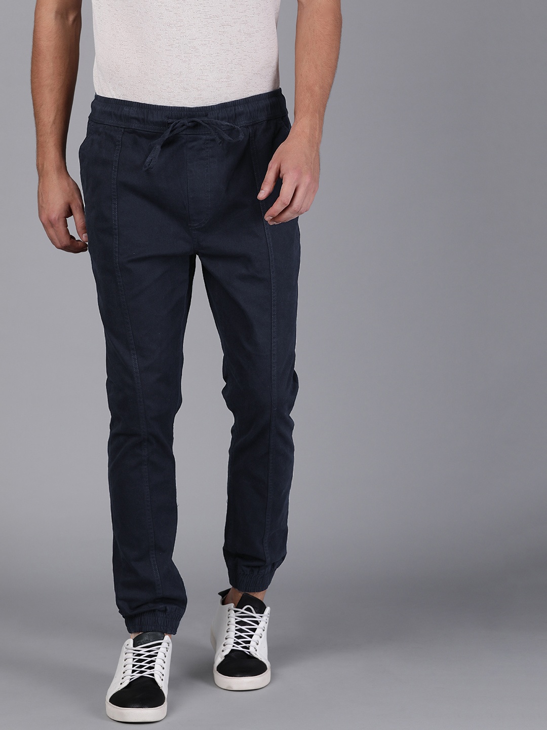 

WROGN Men Navy Blue Regular Fit Solid Joggers