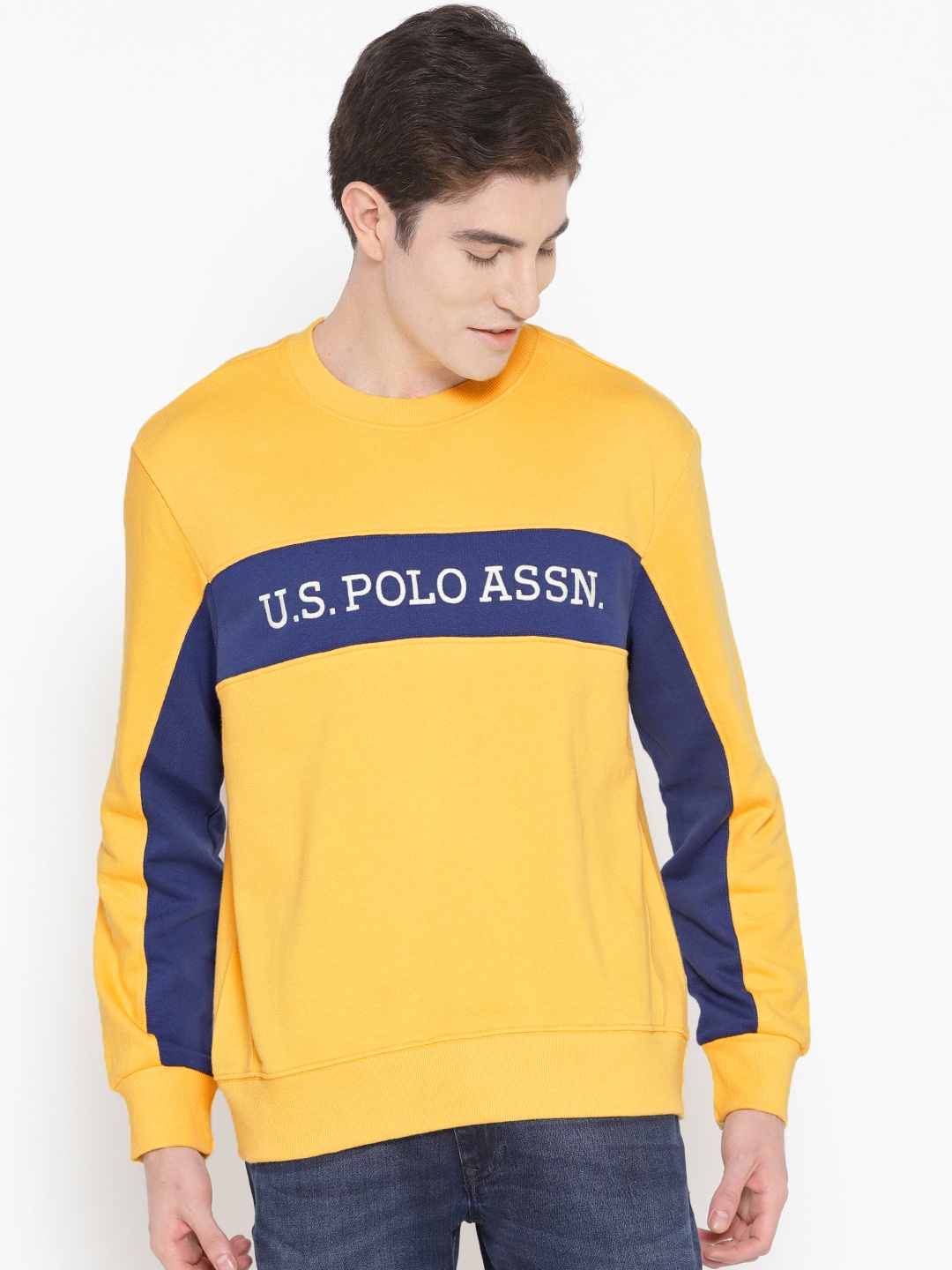 

U.S. Polo Assn. Men Yellow Solid Sweatshirt