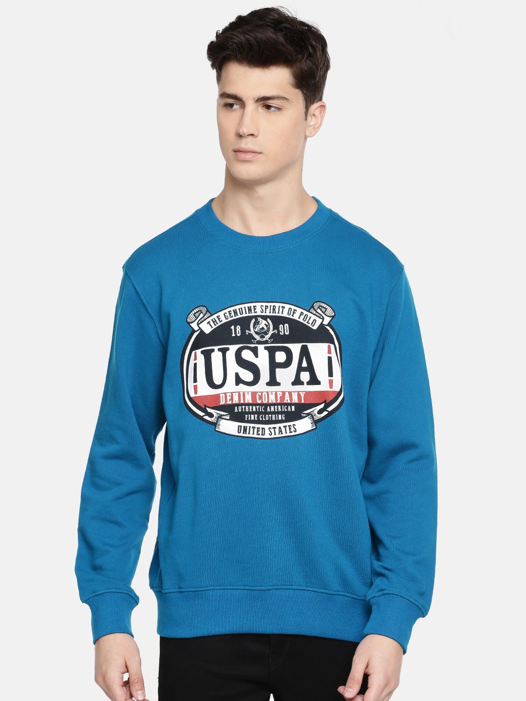 

U.S. Polo Assn. Men Blue Solid Sweatshirt