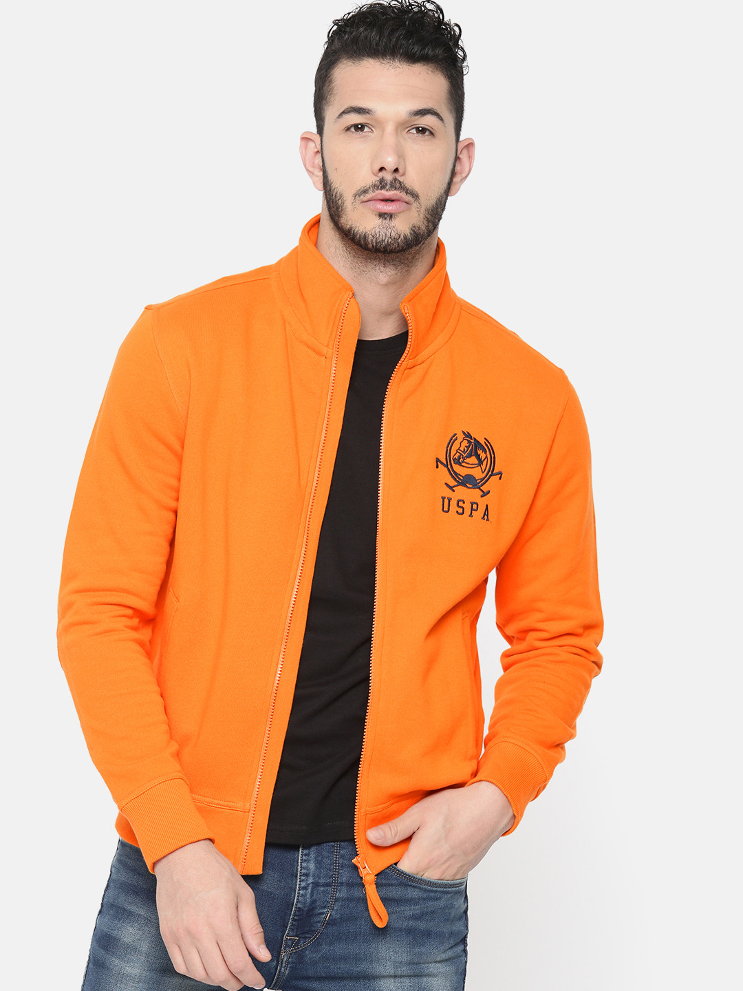 

U.S. Polo Assn. Men Orange Solid Sweatshirt
