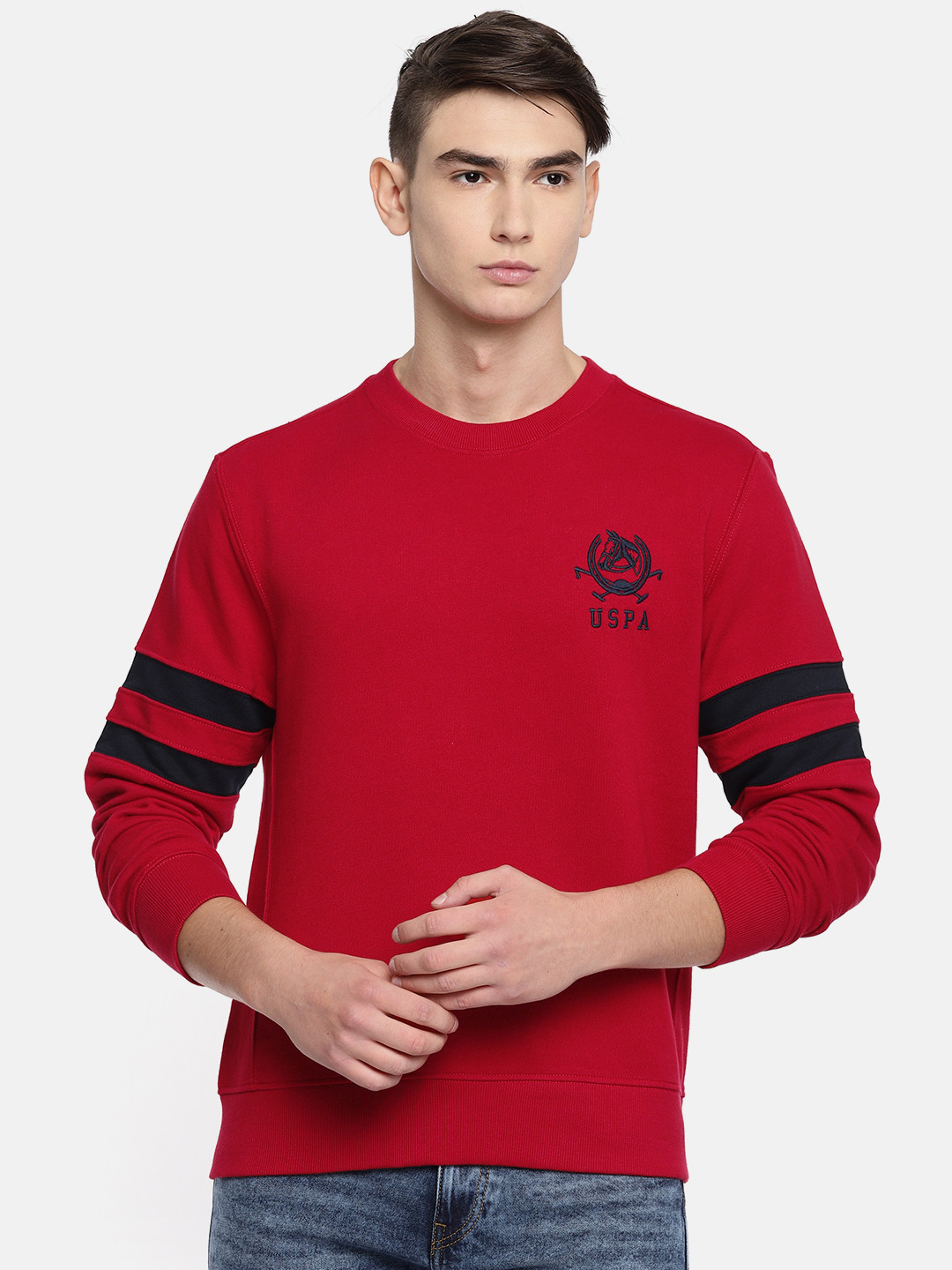 

U.S. Polo Assn. Men Red Solid Sweatshirt