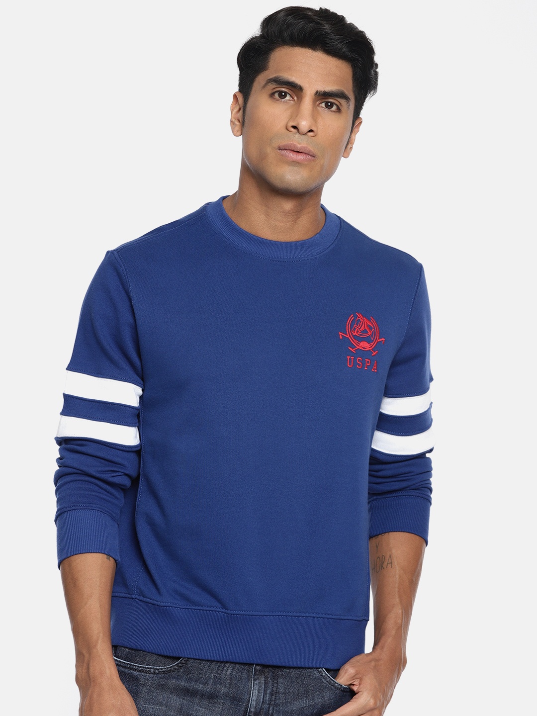 

U.S. Polo Assn. Men Navy Blue Solid Pullover Sweatshirt