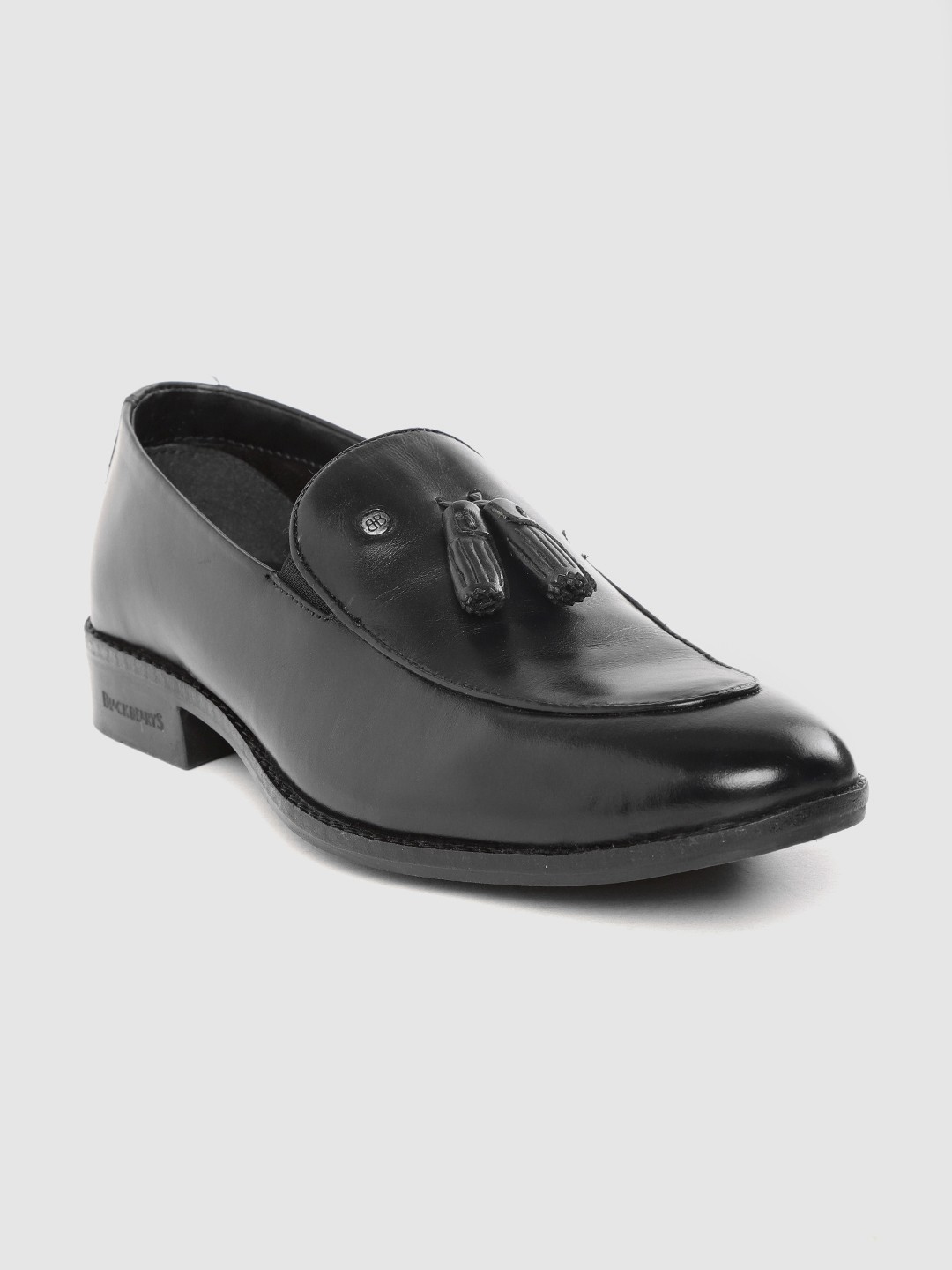 

Blackberrys Men Black Solid Leather Formal Slip-Ons