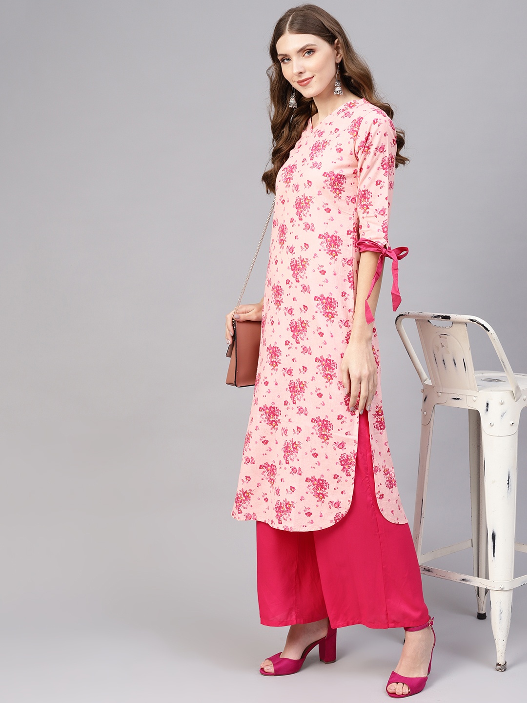 

AASI - HOUSE OF NAYO Women Pink Printed Straight Kurta