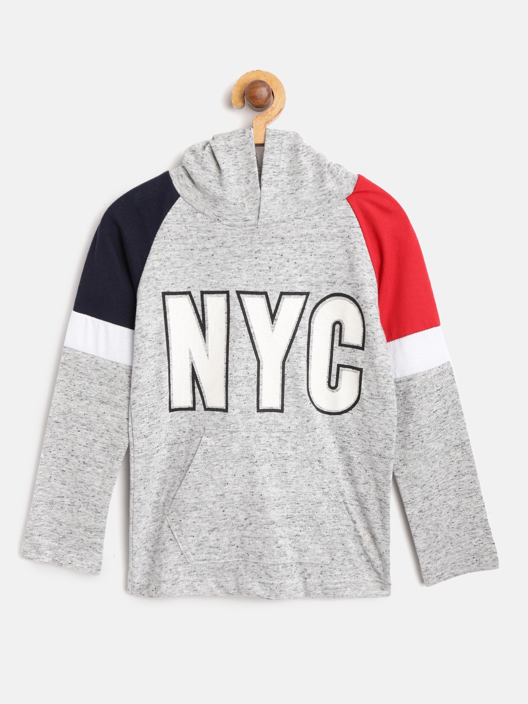 

Lazy Shark Boys Grey Melange Printed Hooded T-shirt