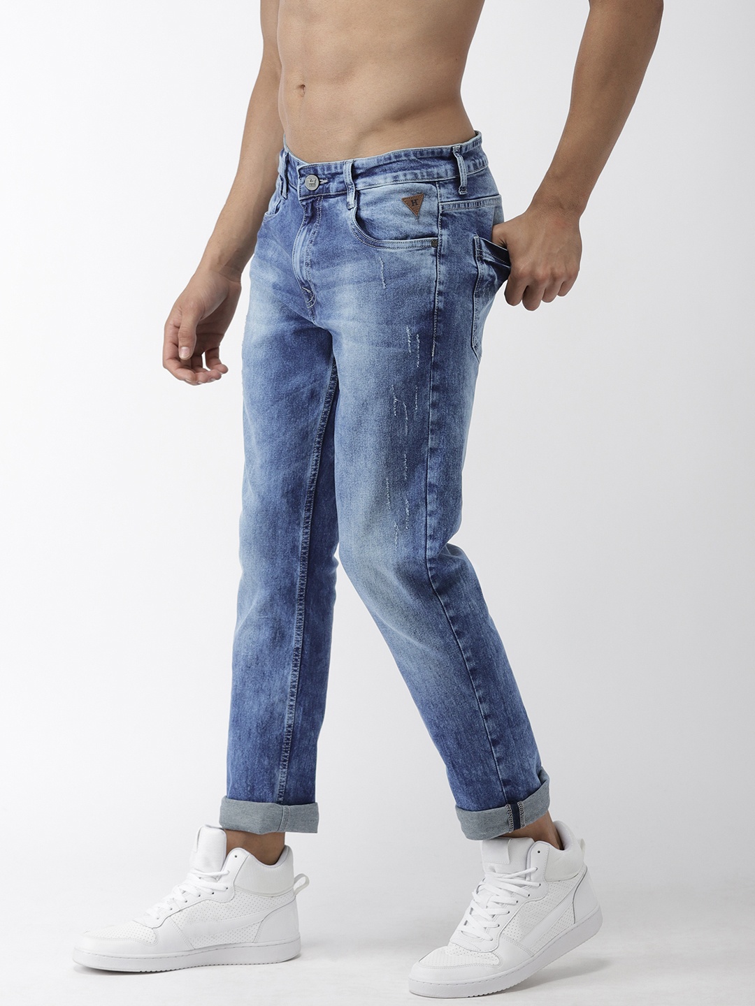 

Harvard Men Blue Slim Fit Mid-Rise Low Distress Stretchable Jeans