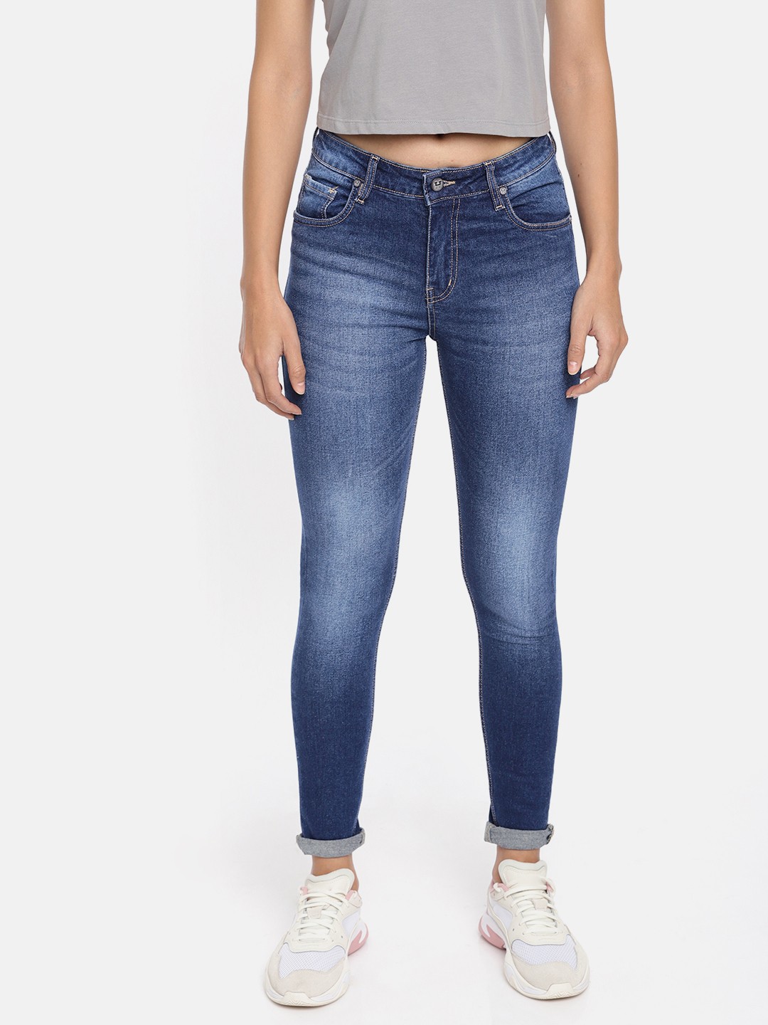 

Harvard Women Blue Skinny Fit Mid-Rise Clean Look Stretchable Cropped Jeans