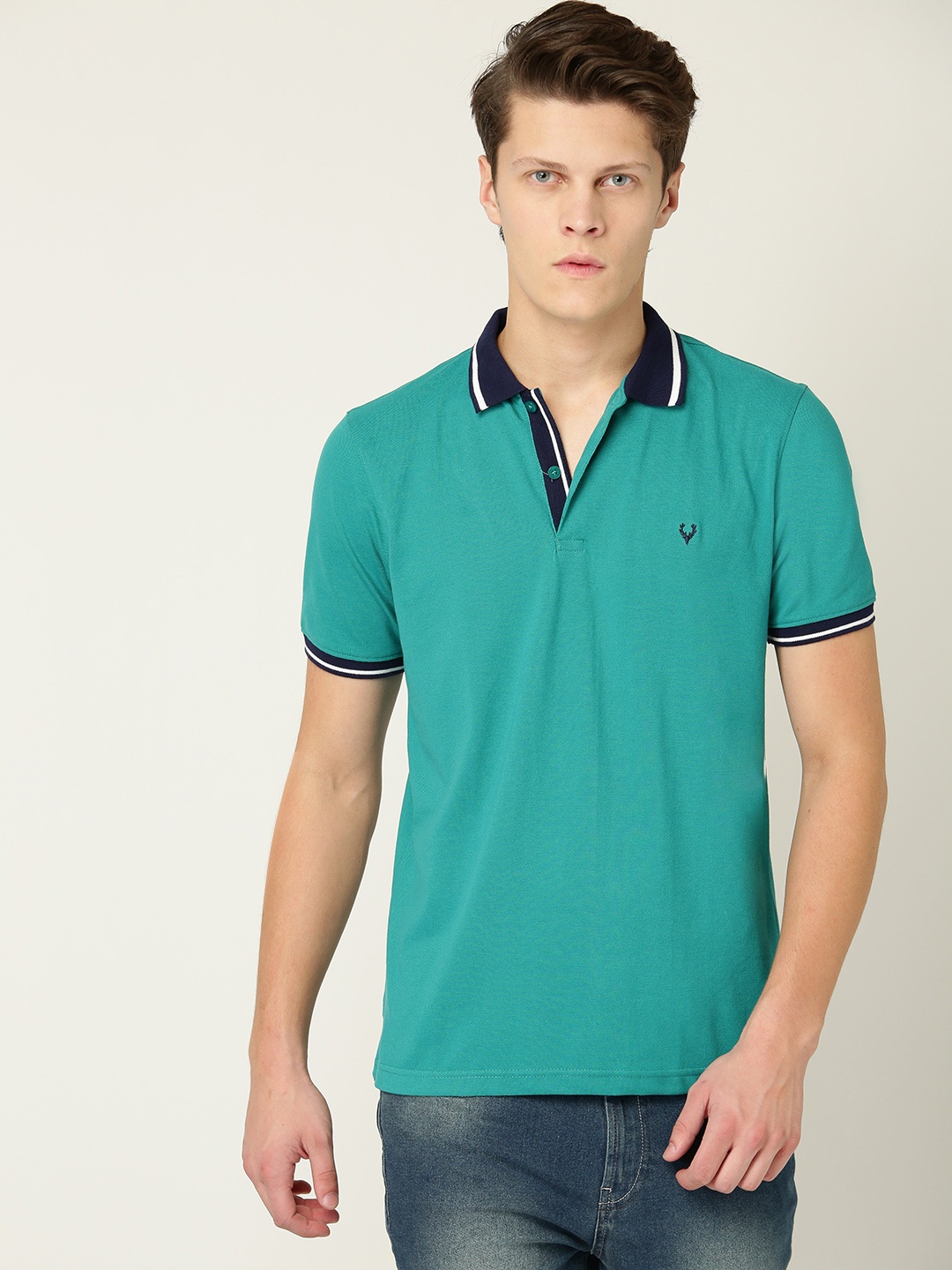 

Allen Solly Men Green Solid Polo Collar T-shirt