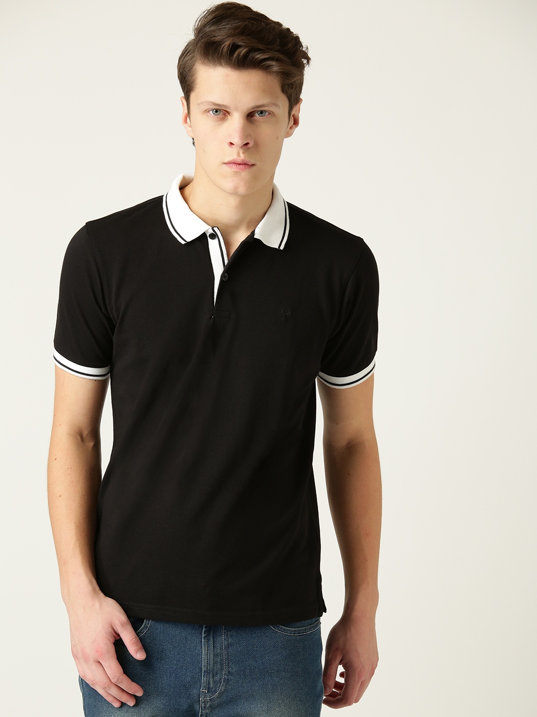 

Allen Solly Men Black Solid Polo Collar T-shirt