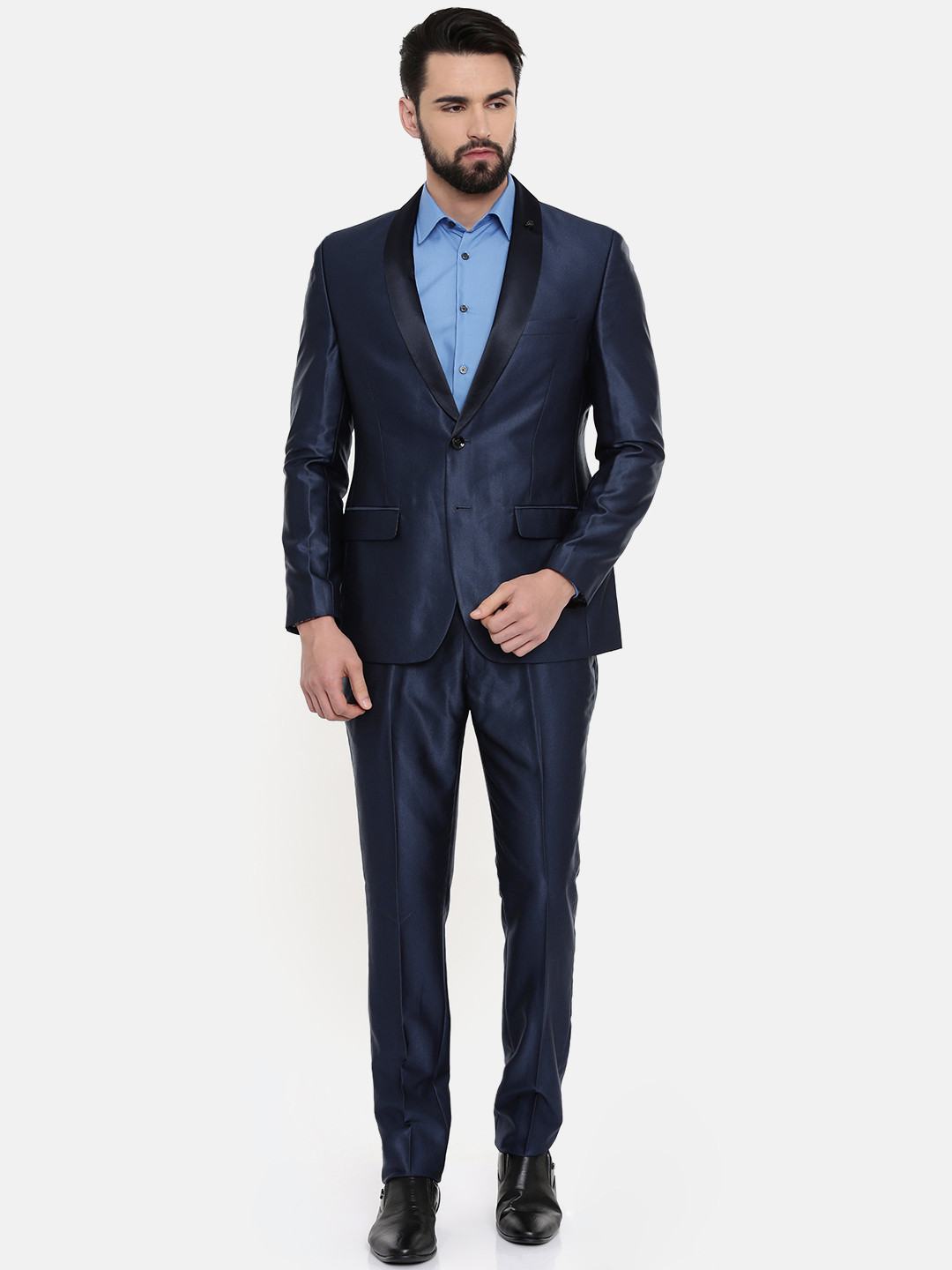 

Parx Men Navy Blue Solid Regular-Fit Single-Breasted Formal Suit