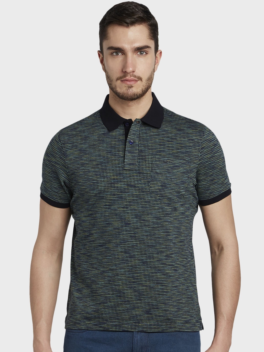 

ColorPlus Men Green Printed Polo Collar T-shirt