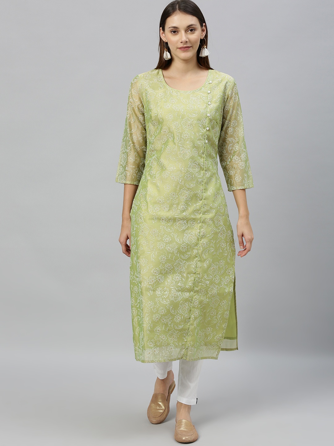 

Anouk Women Sea Green Printed Straight Kurta