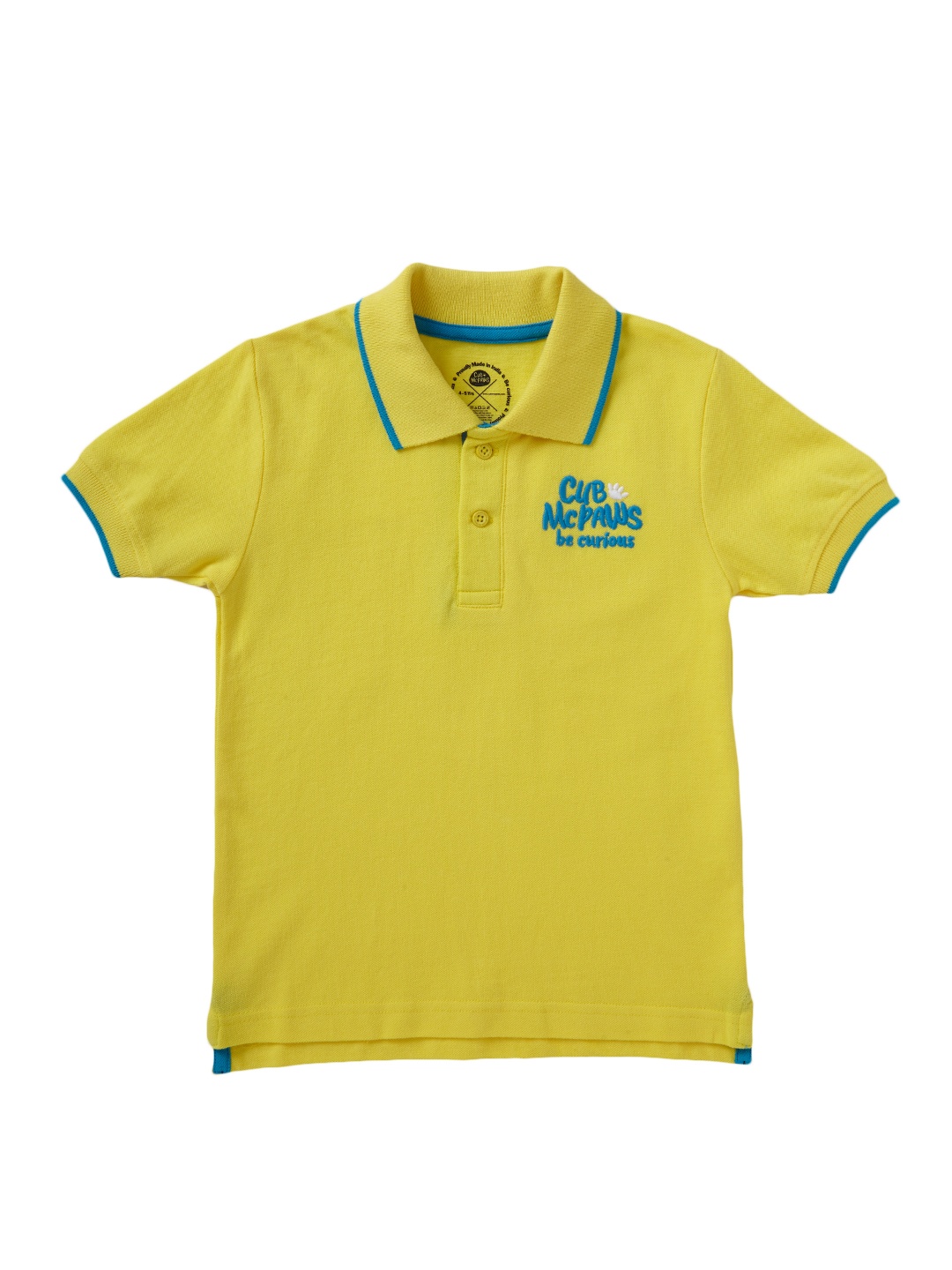 

Cub McPaws Boys Yellow Solid Polo Collar Pure Cotton T-shirt