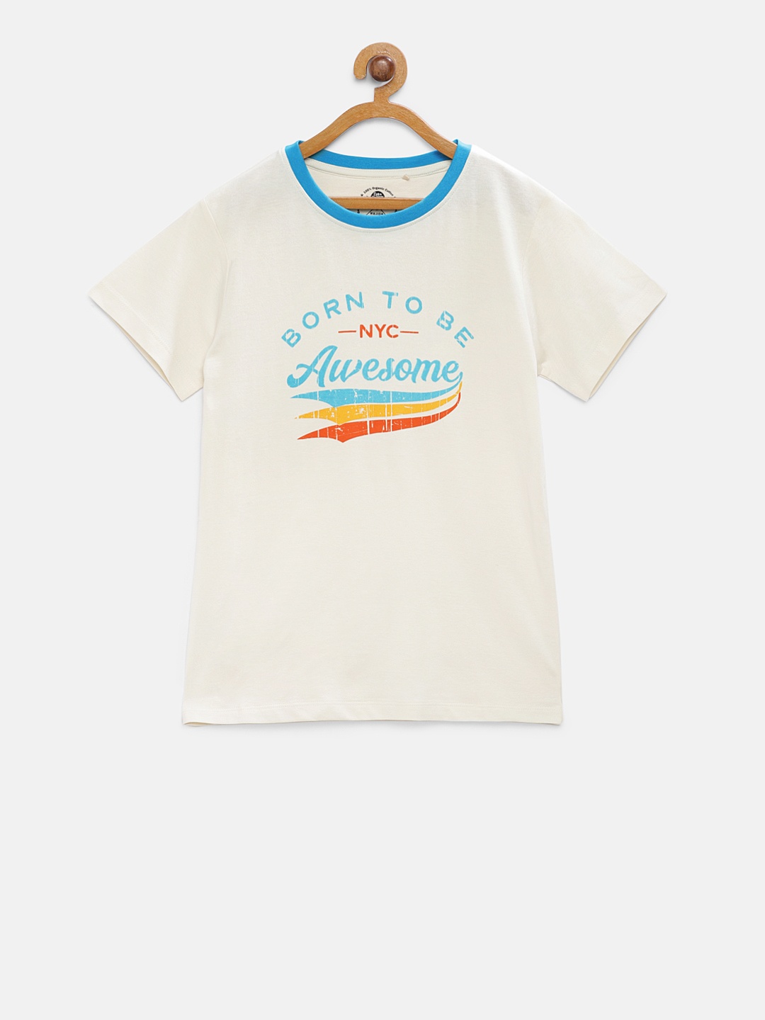 

Cub McPaws Boys Off-White Organic Printed Round Neck T-shirt
