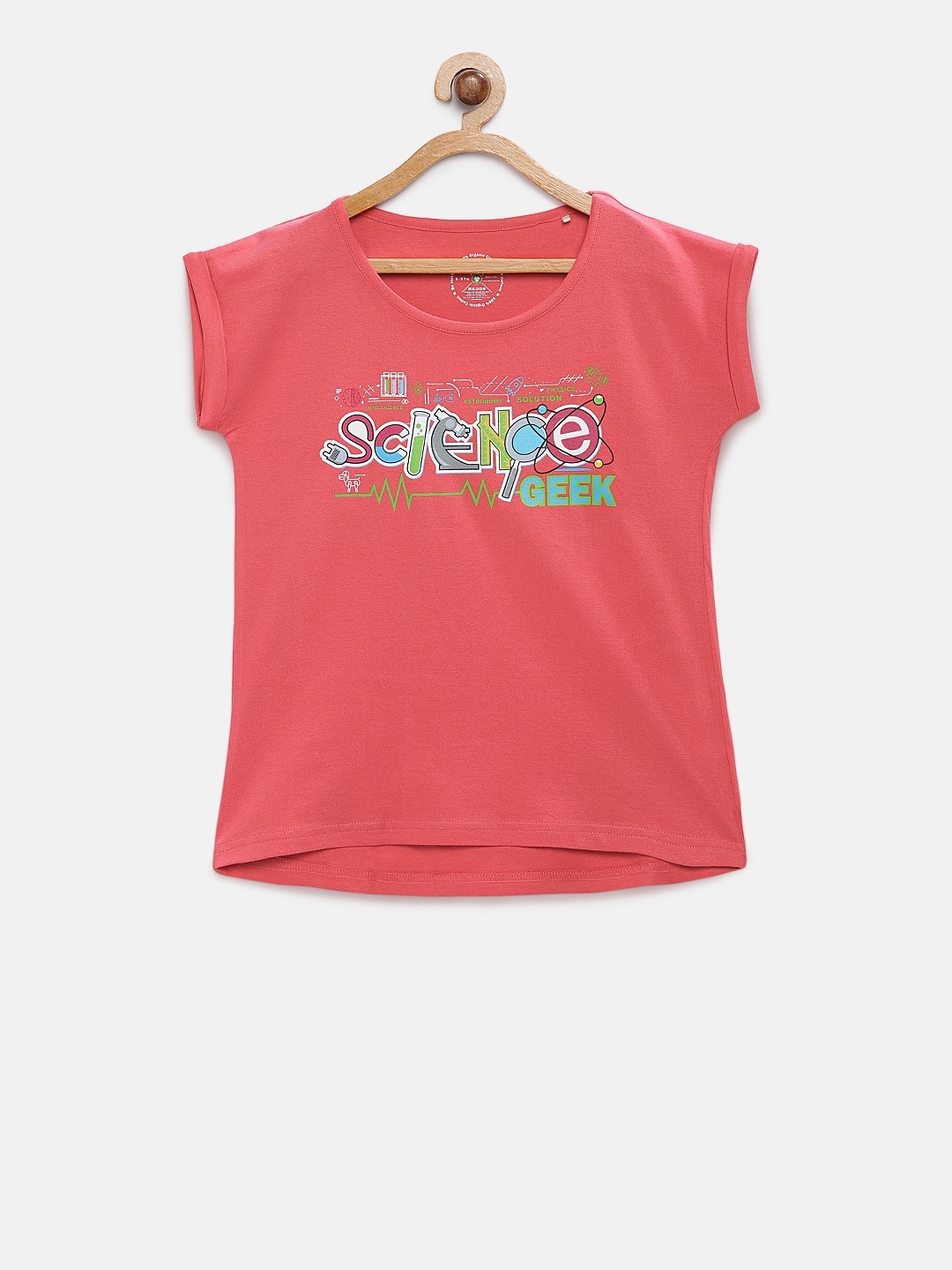 

Cub McPaws Girls Red Organic Printed Round Neck T-shirt