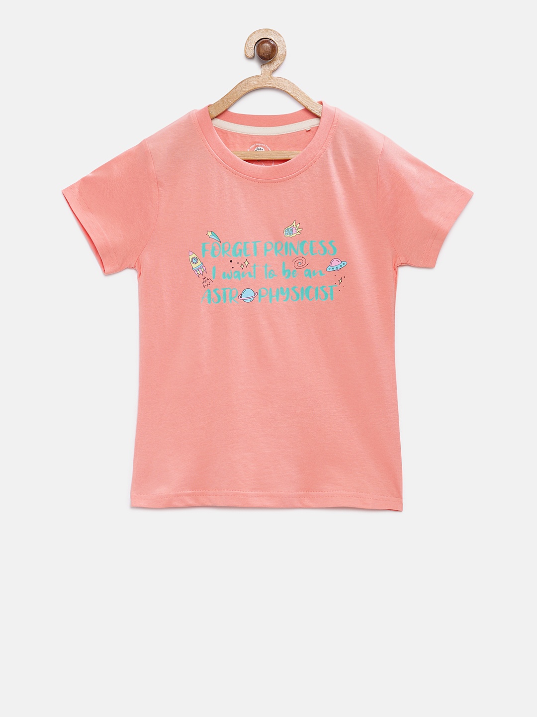

Cub McPaws Girls Pink Organic Printed Round Neck Sustainable T-shirt