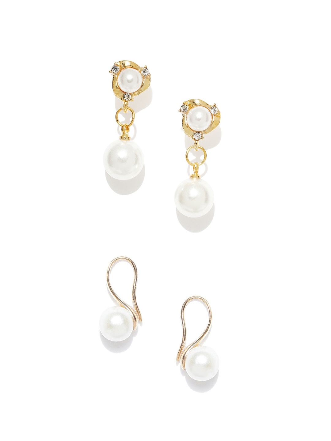 

OOMPH Set of 2 Gold-Plated & White Geometric Handcrafted Studs