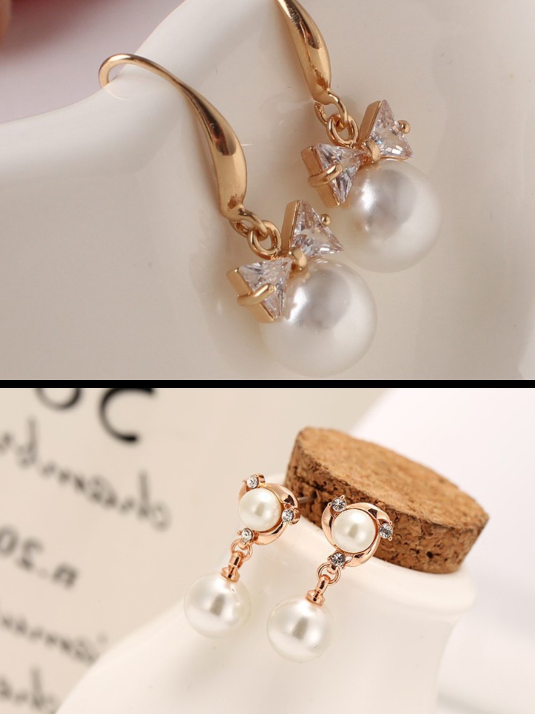 

OOMPH Set of 2 Gold-Plated & Off-White Spherical Handcrafted Drop Earrings