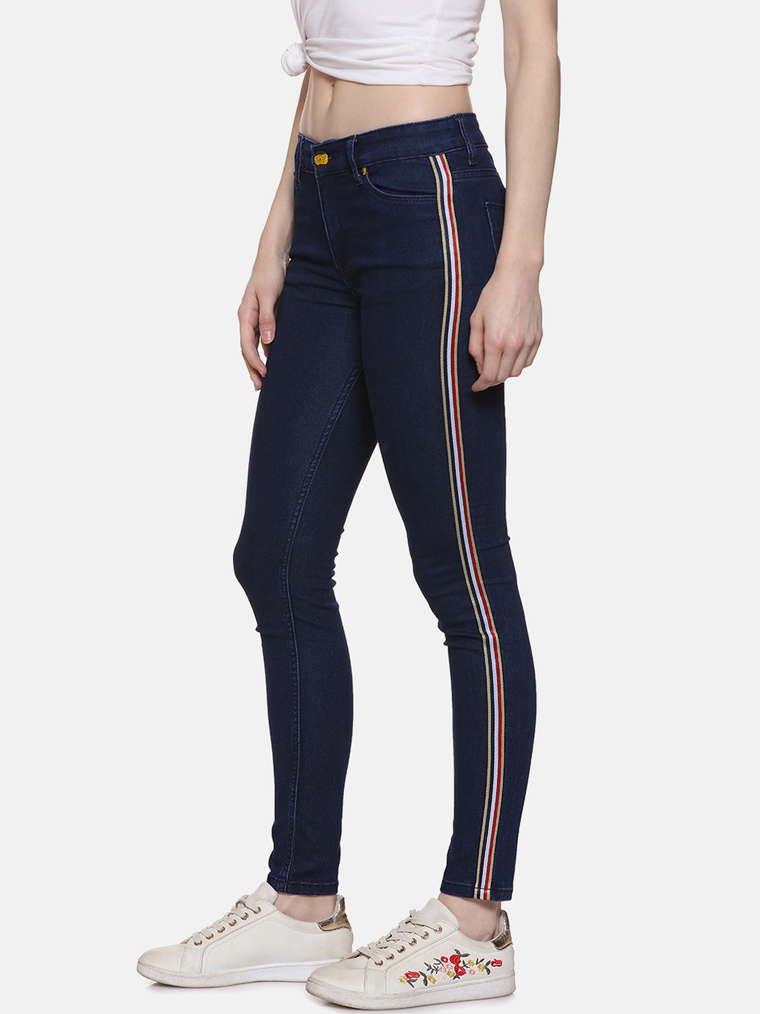 

Campus Sutra Women Navy Blue Super Skinny Fit High-Rise Clean Look Jeans