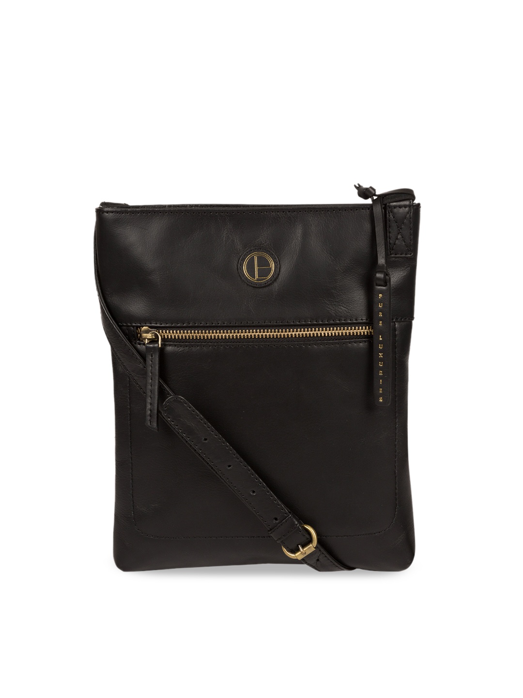 

PURE LUXURIES LONDON Women Black Solid Genuine Leather Knook Sling Bag