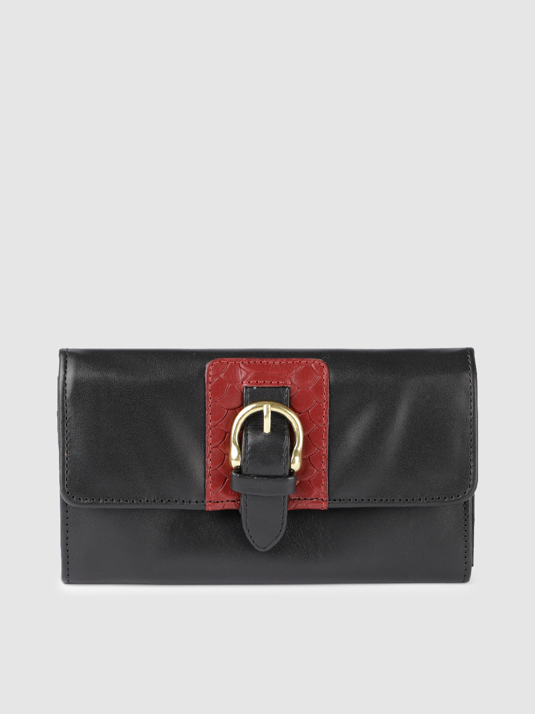 

Hidesign Women Black Solid Leather Two Fold Wallet