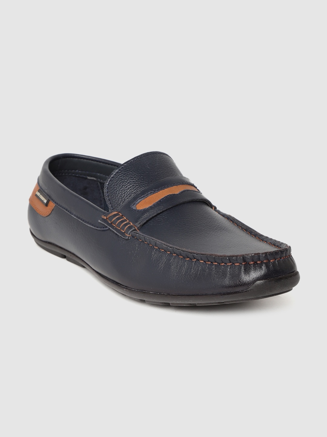 

Lee Cooper Men Navy Blue & Brown Leather Loafers