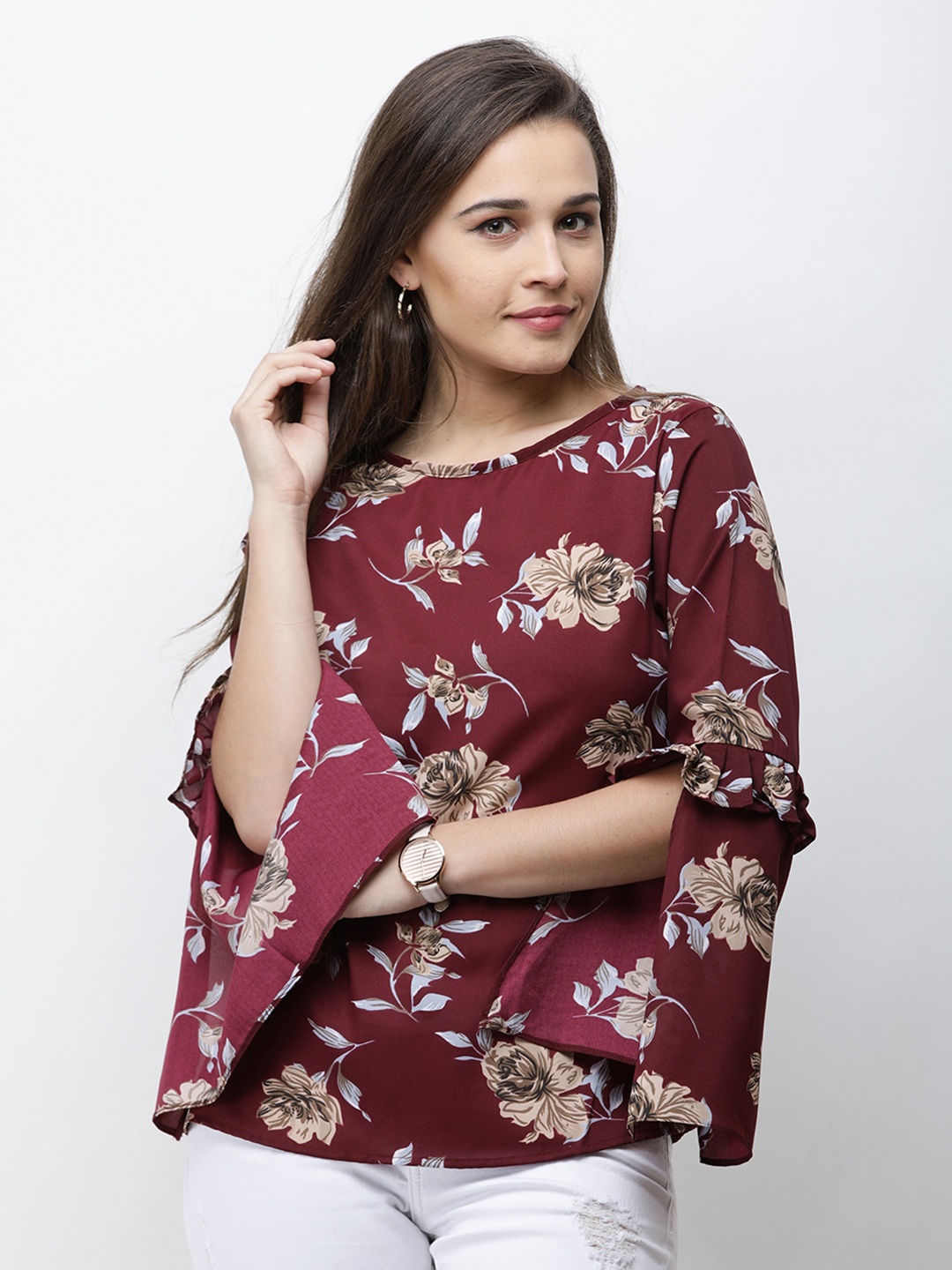 

Cation Women Maroon Floral Printed Top