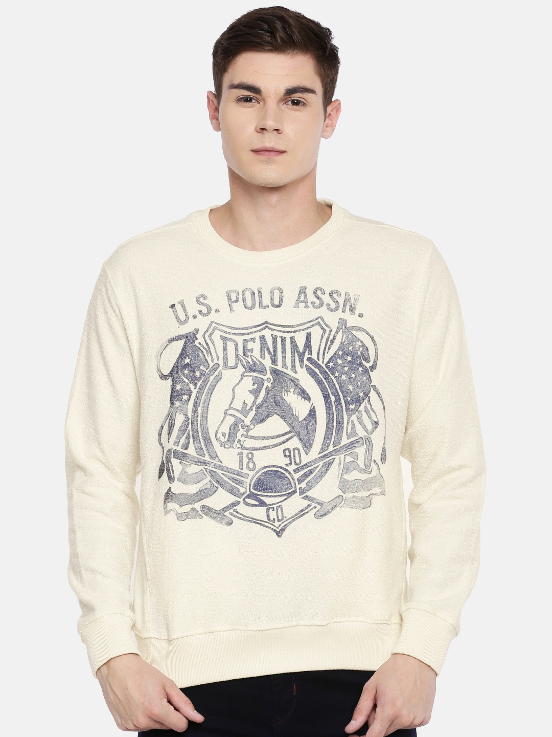 

U.S. Polo Assn. Denim Co. Men Off-White Printed Sweatshirt