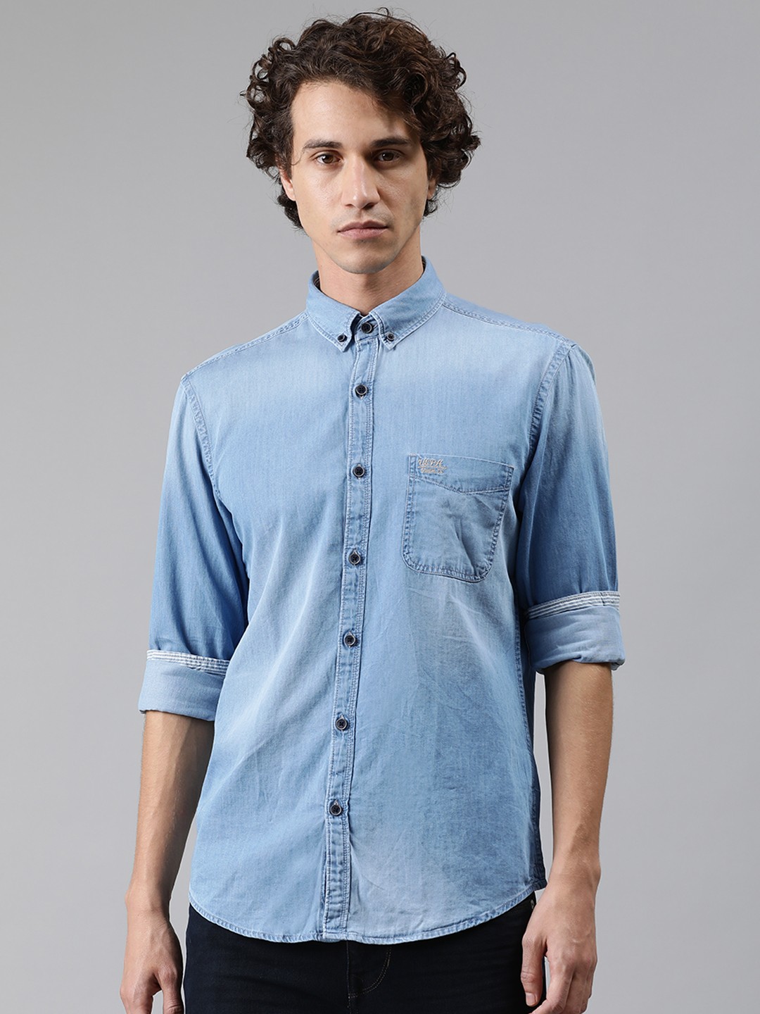 

U.S. Polo Assn. Denim Co. Men Blue Slim Fit Faded Casual Denim Shirt