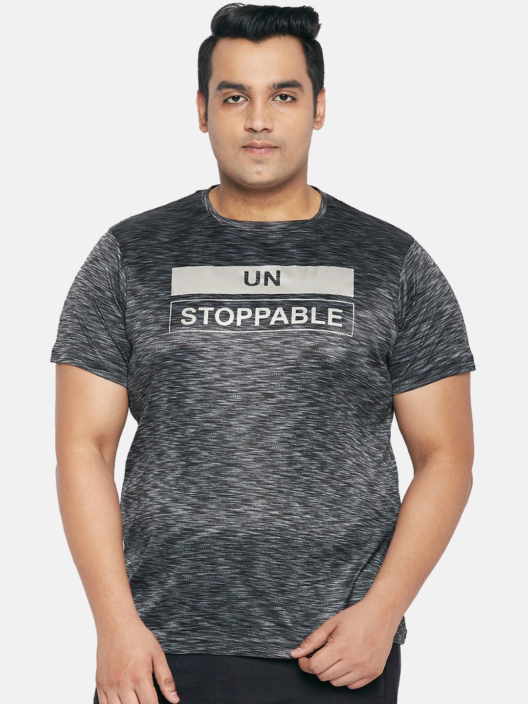 

aLL Plus Size Grindle Effect Round Neck T-shirt, Grey