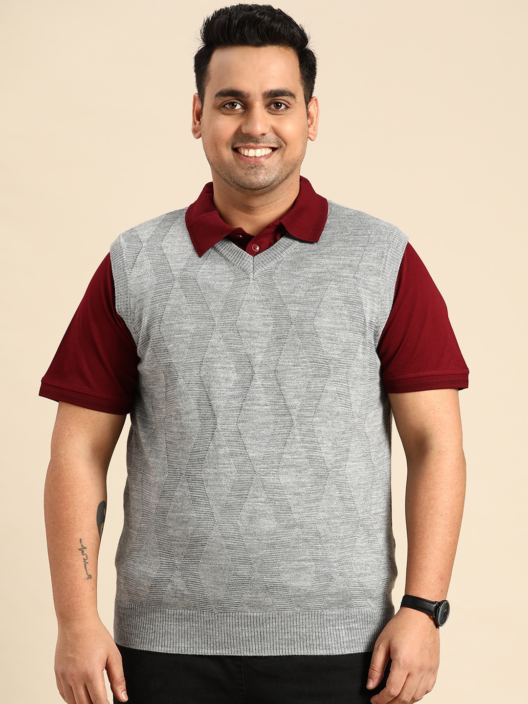 

aLL Plus Size Self-Designed Sweater Vest, Grey