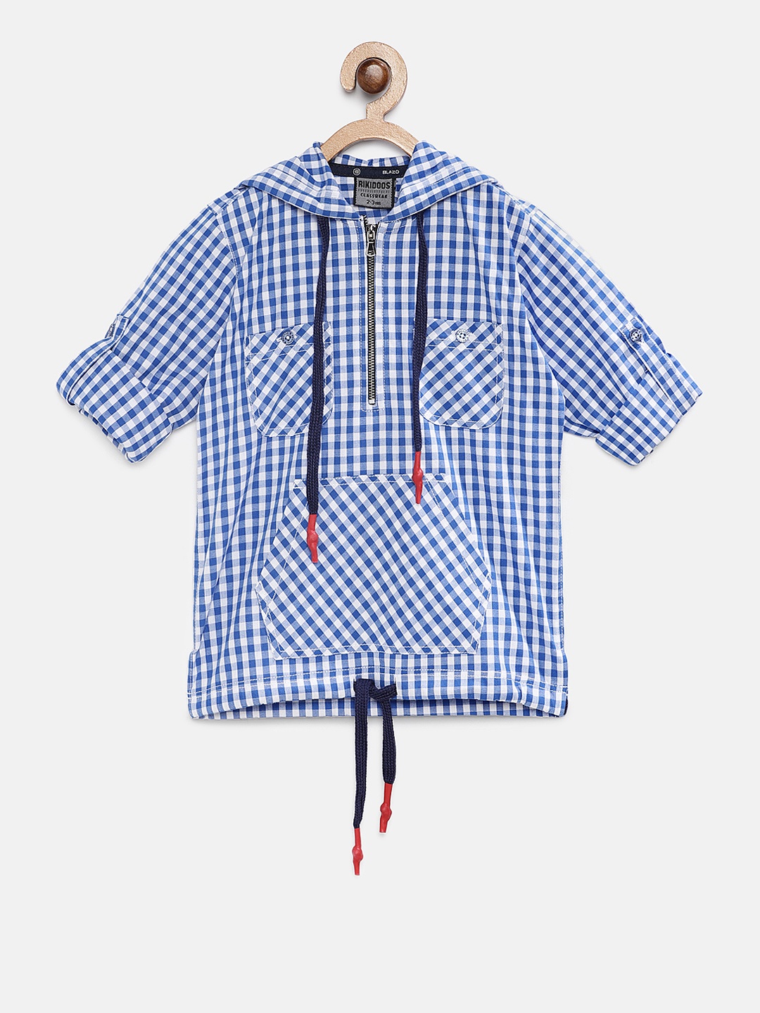 

RIKIDOOS Boys Blue & White Regular Fit Checked Casual Shirt