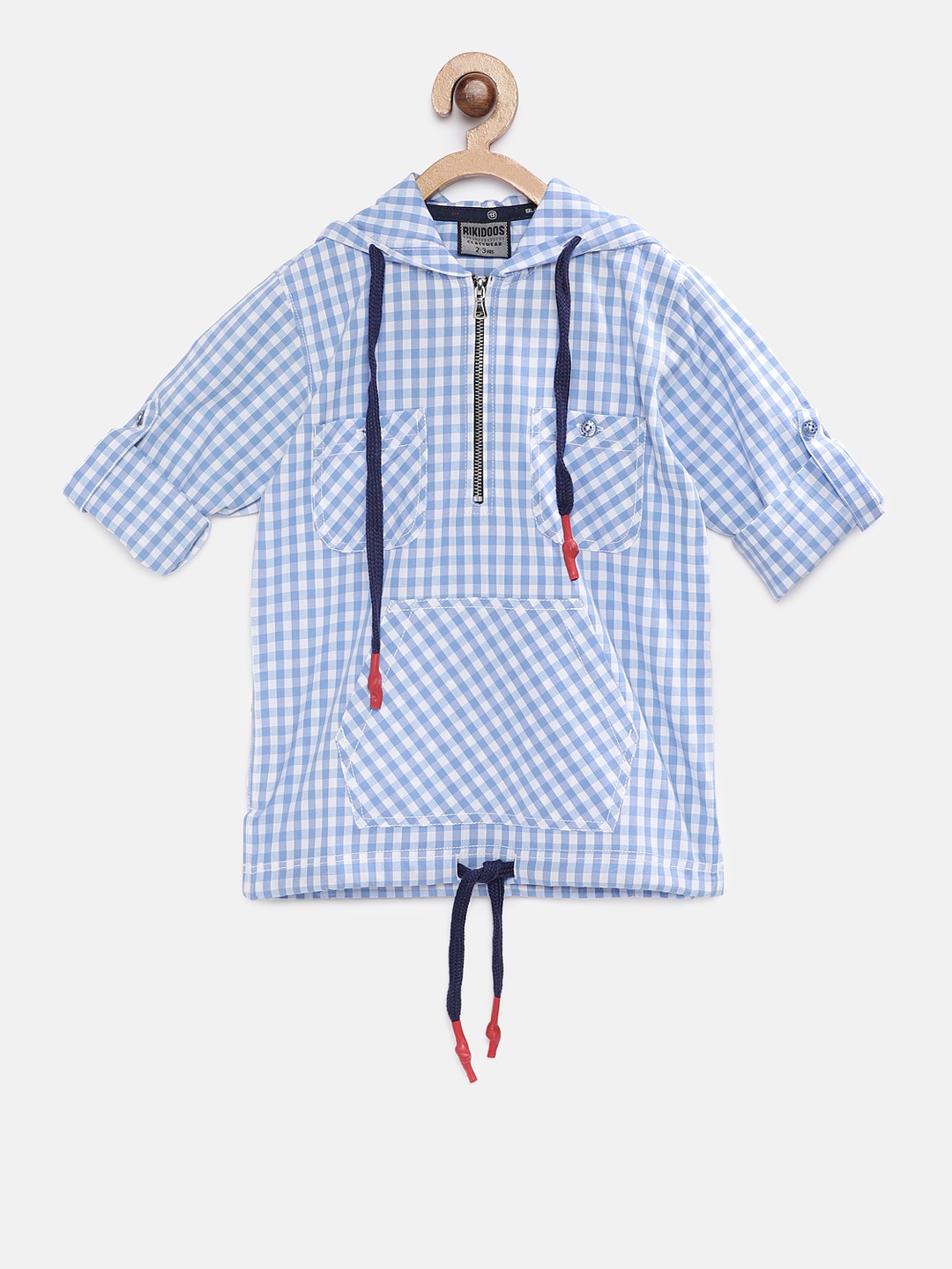 

RIKIDOOS Boys Blue & White Regular Fit Checked Casual Shirt