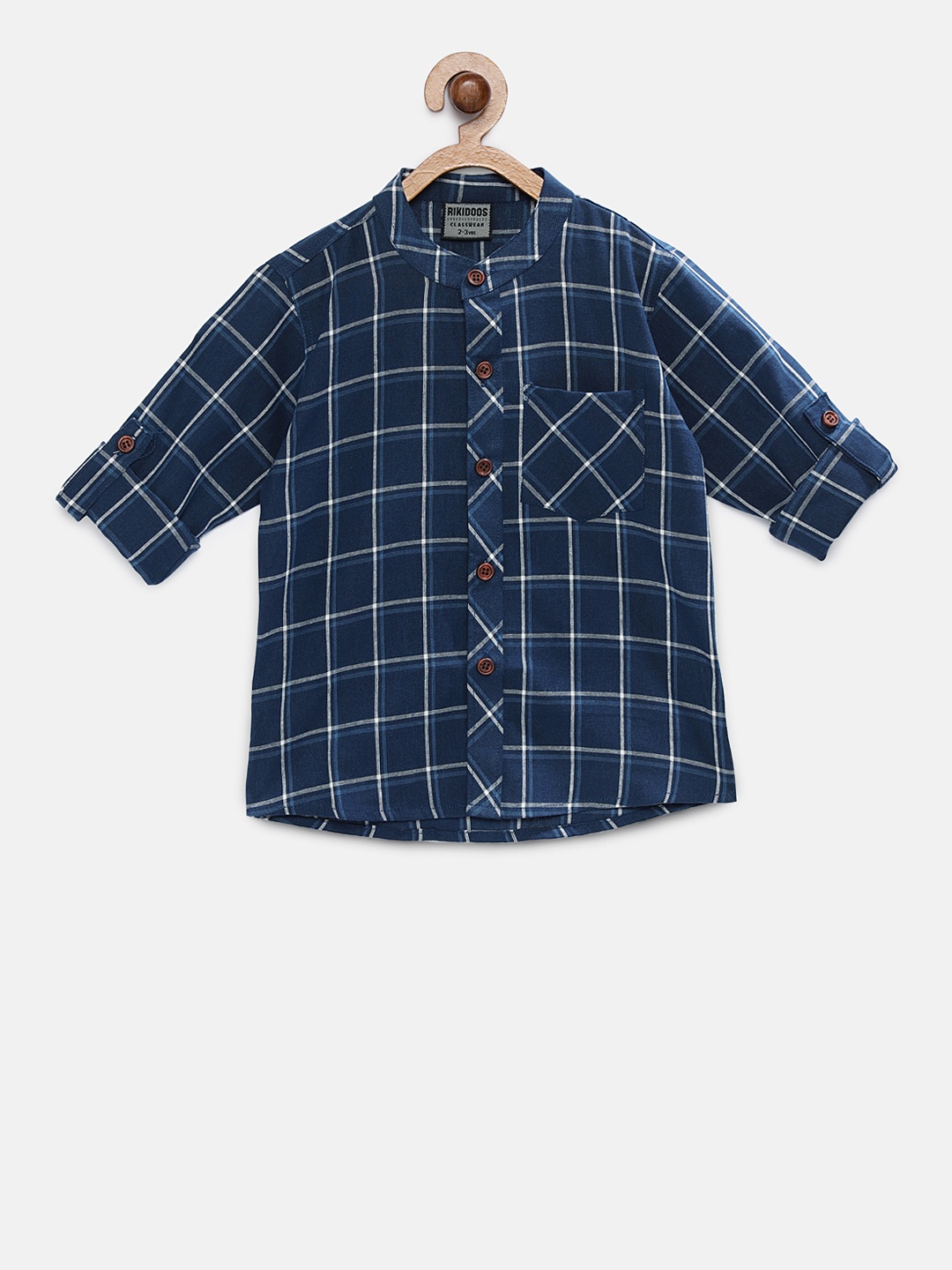 

RIKIDOOS Boys Blue Regular Fit Checked Casual Shirt